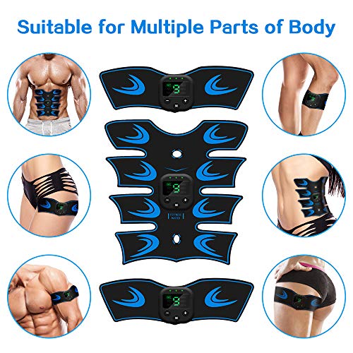 EMS Electroestimulador Muscular Abdominales, Estimulación USB Recargable ABS Trainer para Abdomen/Brazo/Piernas/Cintur (Blue)