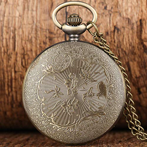 Encantador reloj bolsillo con diseño pavo real ahuecado hombres, generosos grandes números árabes relojes bolsillo con esfera hombres, reloj colgante cadena delgada bronce vintage como regalo del dí