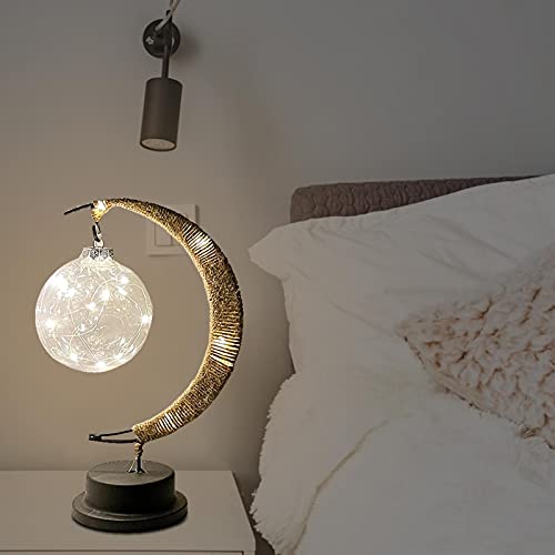 Enchanted Lunar Lamp, LED Star Moon Light Lámpara Colgante Moon Lámpara Memorial Night Light Galaxy Lámpara, Hecho A Mano Cuerda De Cáñamo Sepak Takraw Lámpara Para Decoraciones De Bares En El Hogar
