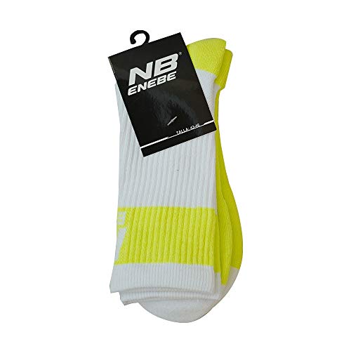 Enebe Calcetines Media Caã‘A Bicolor - 35-38, Blanco/Amarillo Fluor