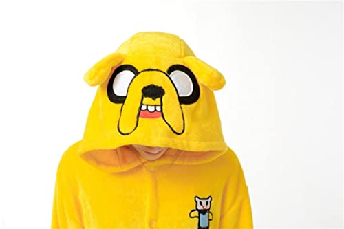 Enlace adulto Finn y Jake Onesies disfraz de aventura pijamas de perro amarillo Animal fiesta de Halloween monos Kigurumi