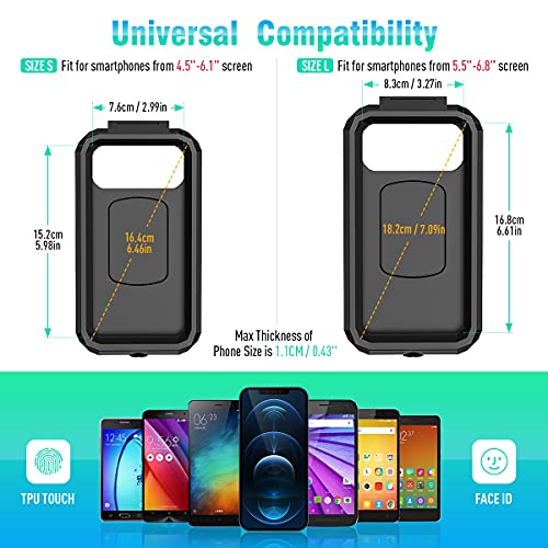 ENONEO Soporte Movil Moto Impermeable 360°Rotación Universal Soporte Movil Bicicleta con Pantalla Táctil Sensible Anti Vibración Soporte Telefono Bicicleta Montaña para 4.5-6.1" Móvil (Negro,S)