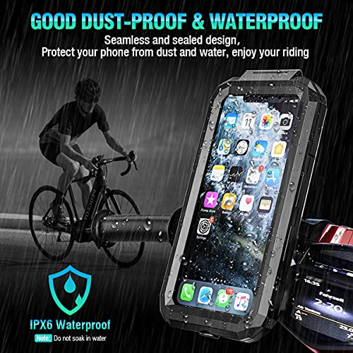 ENONEO Soporte Movil Moto Impermeable 360°Rotación Universal Soporte Movil Bicicleta con Pantalla Táctil Sensible Anti Vibración Soporte Telefono Bicicleta Montaña para 4.5-6.1" Móvil (Negro,S)
