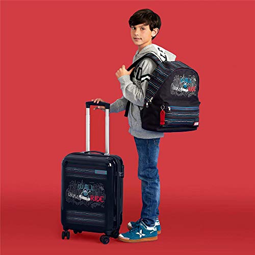 Enso Wall Ride Juego de Maletas Azul 55/68 cms Rígida ABS Cierre combinación 104L 4 Ruedas Dobles Equipaje de Mano