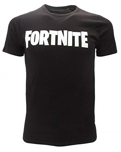 Epic Games - Camiseta T-Shirt Negra Título Escrito en Blanco Battle Royale Niño Oficial Videojuego Original (13-14 ANS)