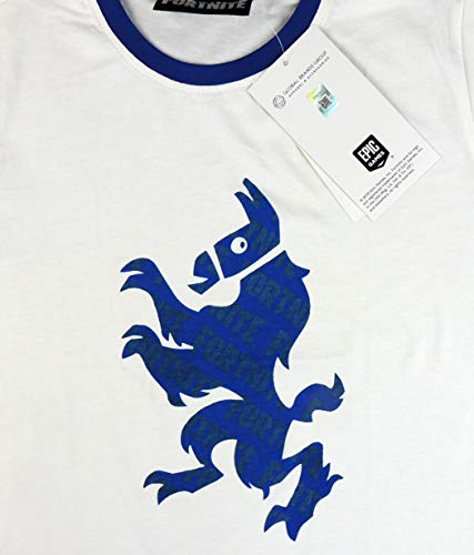 Epic Gamess Camiseta Diseño Llama Azul - Camiseta Fortnite Manga Corta Color Azul (Blanco, 14 años)