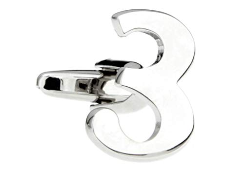 Epinki Gemelos para Hombre Plata Número 3 Gemelos Clásico Gemelos Boda Negocio