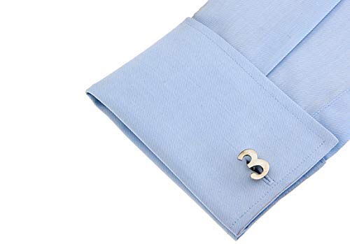 Epinki Gemelos para Hombre Plata Número 3 Gemelos Clásico Gemelos Boda Negocio