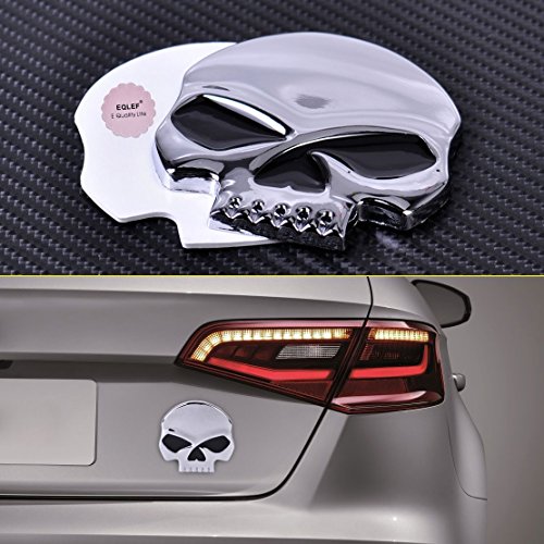 EQLEF - Adhesivo metálico para coche y moto, diseño con forma de calavera en 3D, insignia, pegatina, accesorios con estilo