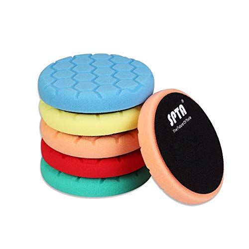 Esponja Pulir para coche, esponja pulir coche, 5Pcs 125mm Hex Logic Kit de esponja de pulido kit pulir coche Esponjas de Pulido Esponjas de Cera Para Pulidora Coche, Máquina Pulidora -AXFLPS5PLUS