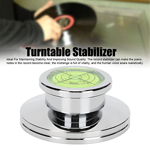 Estabilizador de Plataforma Giratoria, Multifunción, Elegante, Reproductor de Discos de Vinilo, Abrazadera, Detección de Velocidad, LP, Peso de Registro para Vibración Equilibrada(Plata)