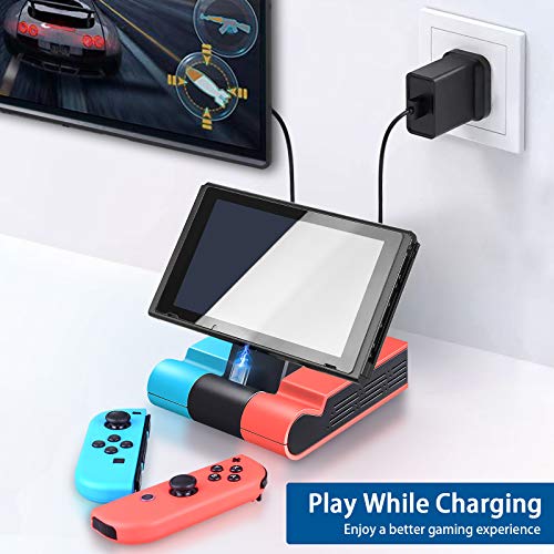 Estación Carga Base TV Plegable para Nintendo Switch, Tendak Base Carga Estación Acoplamiento Interruptor Type C Portátil con Adaptador HDMI y Puerto USB 3.0
