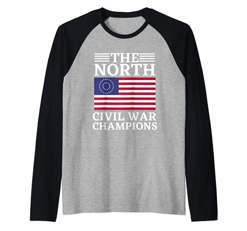 Estados Confederados Bandera Historia Americana Guerra Civil del Norte Camiseta Manga Raglan