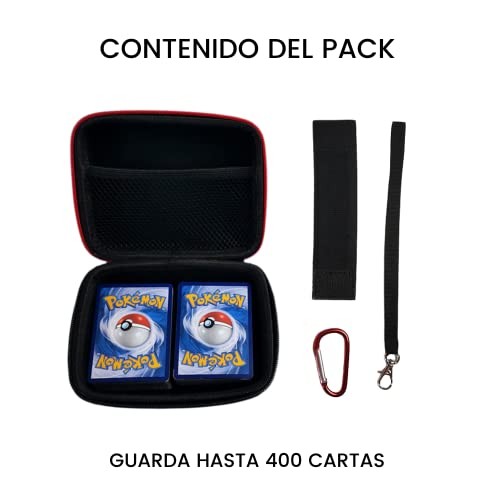 Estuche Cartas Pokémon Coleccionables. Tarjetero Vmax, GX, UNO, Yu-Gi-Oh, MTG Magic, Animal Crossing, Exploding Kittens, Skip-Bo. Cartera para 400 Cartas Pokémon con Cremallera.