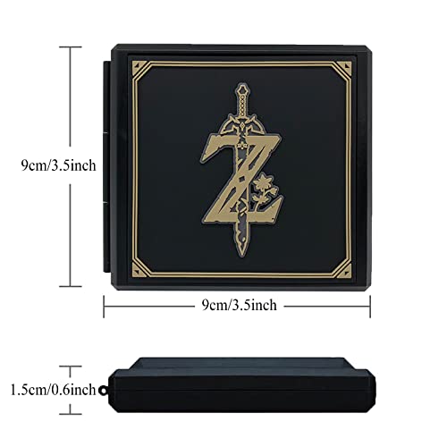 Estuche de Tarjetas de Juego para Nintendo Switch, Estuche Portátil y Rígido Estuche de Almacenamiento de Juegos con 12 Ranuras para Tarjetas, con Espada Llavero Regalo (Zelda Black)