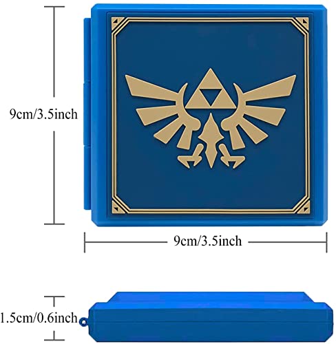 Estuche de Tarjetas de Juego para Nintendo Switch, Portátil Caja de Tarjeta de Juego Switch Soporte de Tarjeta de Juego, Gran Capacidad de 12 Ranuras, Bonus Skyward Sword Llavero (Blue Zelda)