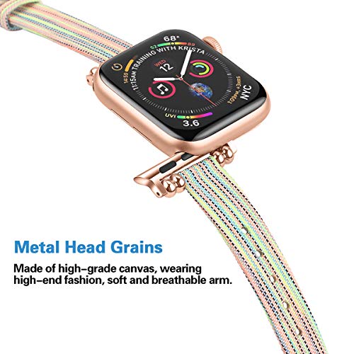 ESTUYOYA - Pulsera de Nailon Compatible con Apple Watch Series 7/6 / 5/4 / 3/2 / 1 / SE Diseño Ultafino Transpirable Acero Inoxidable Ligera y Elegante Mujer - Green