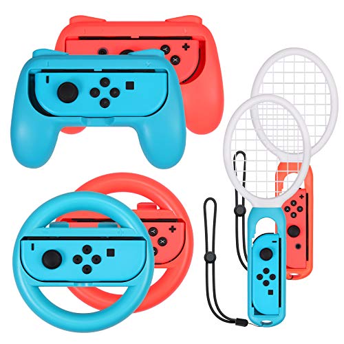 eSynic 3 en 1 Raqueta de Tenis, Volante, Empuñadura, para Switch Accesorios Joy-con para Mario Tennis Aces Juego Juego de Manijas para Controlador de Juegos para Switch Joy-con