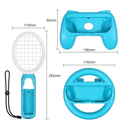 eSynic 3 en 1 Raqueta de Tenis, Volante, Empuñadura, para Switch Accesorios Joy-con para Mario Tennis Aces Juego Juego de Manijas para Controlador de Juegos para Switch Joy-con