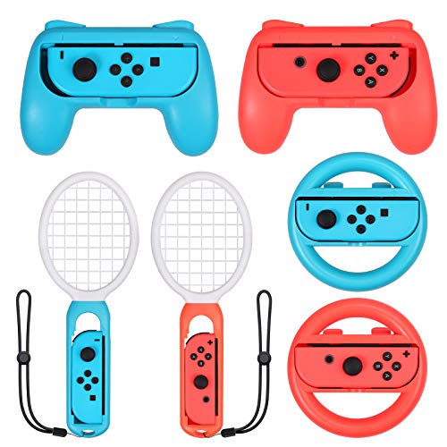 eSynic 3 en 1 Raqueta de Tenis, Volante, Empuñadura, para Switch Accesorios Joy-con para Mario Tennis Aces Juego Juego de Manijas para Controlador de Juegos para Switch Joy-con