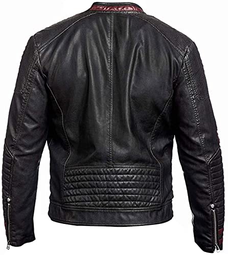EU Fashions Chaqueta de piel negra para hombre N7 Mass Effect 3 Street Fighter Commander Shepard Gaming