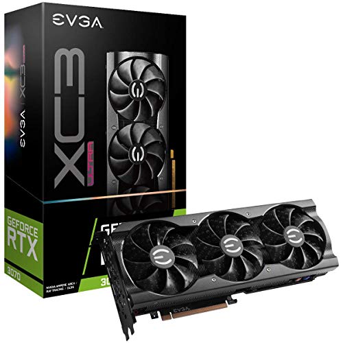 EVGA 08G-P5-3755-KR GeForce RTX 3070 XC3 Ultra Gaming, 8GB GDDR6, iCX3 Cooling, ARGB LED, Placa Trasera de Metal