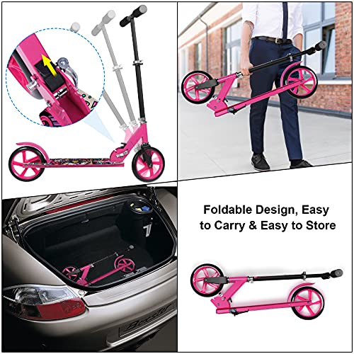 EVOLAND Patinete Plegable, Portátil Scooter con Tipo T Aleación de Aluminio, Manillar Altura Ajustable, Pedales Antideslizantes con Motivos De Graffiti, Adecuado para Niños De 3 A 12 Años Y Mayores