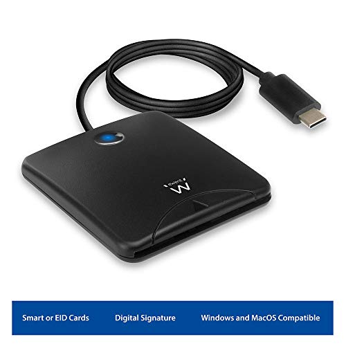 Ewent EW1055 - Lector de Tarjetas Inteligentes - Interfaz USB-C - Para Windows y Mac OS - Lector DNI Electrónico - Ideal para Comercios Electrónicos y Firmas Digitales - Para Formatos de Tarjeta ID-1