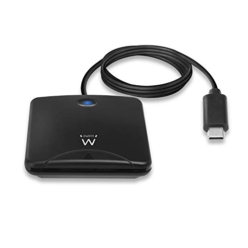 Ewent EW1055 - Lector de Tarjetas Inteligentes - Interfaz USB-C - Para Windows y Mac OS - Lector DNI Electrónico - Ideal para Comercios Electrónicos y Firmas Digitales - Para Formatos de Tarjeta ID-1
