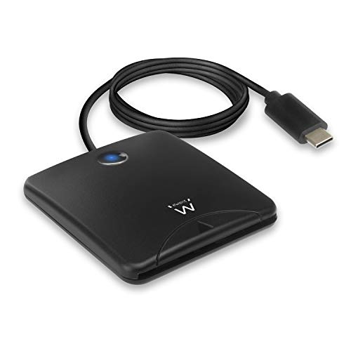 Ewent EW1055 - Lector de Tarjetas Inteligentes - Interfaz USB-C - Para Windows y Mac OS - Lector DNI Electrónico - Ideal para Comercios Electrónicos y Firmas Digitales - Para Formatos de Tarjeta ID-1