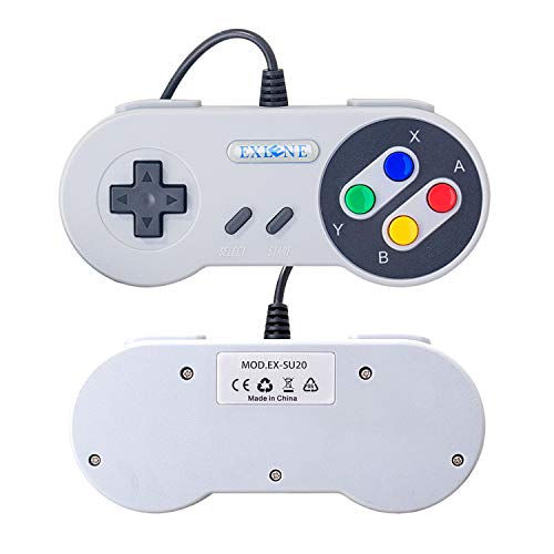 Exlene Usb Controller Gamepads Joystick 10ft / 3m (2pack), Usb Snes Controller Super Snes Classic Controller para PC Windows Ubuntu Raspberry Pi 3 Retropie Sega Genesis (gris)