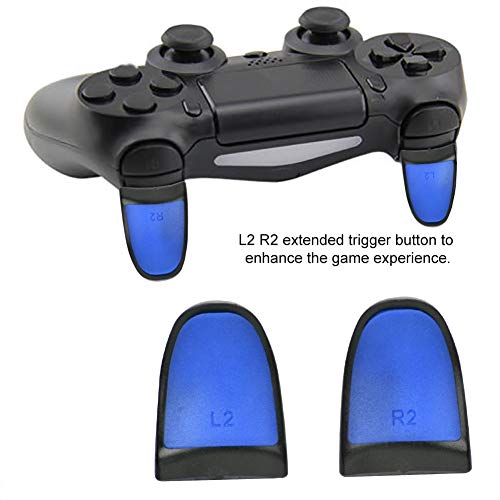 Extensores Botones de Botón L2 R2,Puños Extendidos Controladores de Tacto Suave L2 R2,Alargar Antideslizante,Buena Sensación de la Mano,Caja de Botones de Extensores de Gatillo para PS4(Azul)