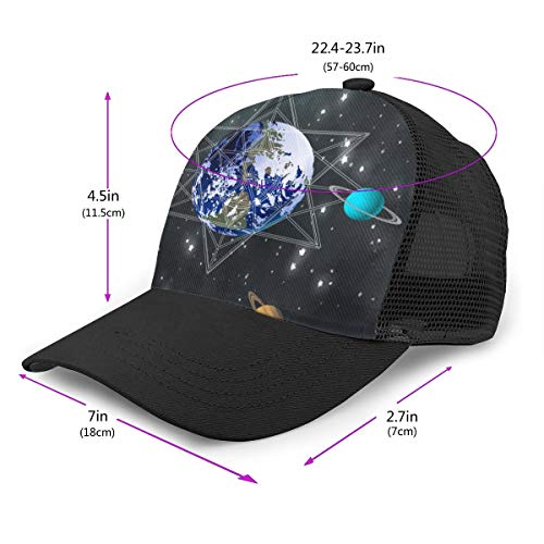 Exterior Nebula Cluster The Earth Tema Mujeres Hombres Gorra de béisbol Ajustable Trucker Malla Plain Sombreros 6 Paneles Gorras Polo Estilo Papá Sombrero Unisex Negro