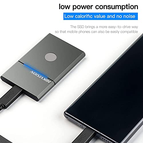 Externo Disco Duro Portátil NVMe Unidad de Estado sólido - hasta 1060MB/s, USB 3.2 Gen.2, USB-A,USB-C, Resistente al Agua y al Polvo,-HIKVISION Elite 7 táctil 1TB SSD(Gris)