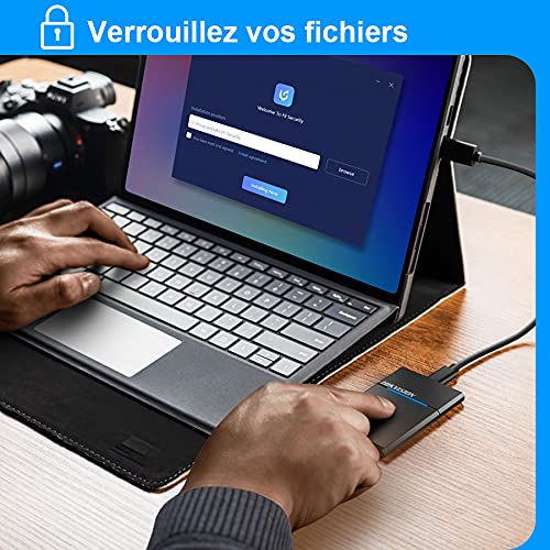 Externo Disco Duro Portátil NVMe Unidad de Estado sólido - hasta 1060MB/s, USB 3.2 Gen.2, USB-A,USB-C, Resistente al Agua y al Polvo,-HIKVISION Elite 7 táctil 1TB SSD(Gris)