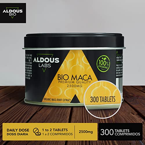 Extracto de Pura Maca Andina Ecológica Premium para 9 meses | 300 comprimidos de 2500mg | Altamente concentrada 10:1 | Aumenta Energía y Vitalidad | Libre de plástico | Certificación Ecológica Oficial
