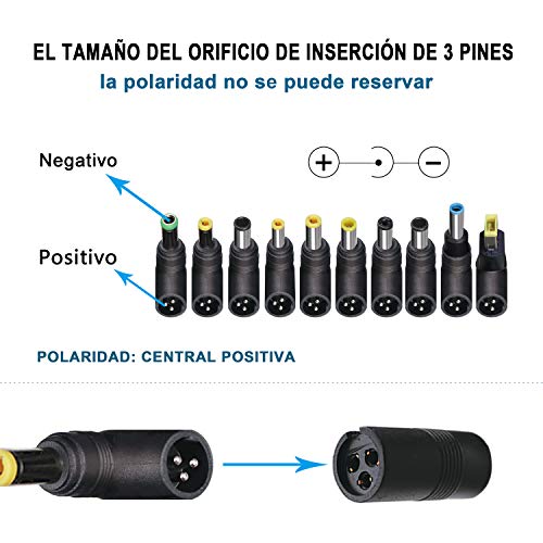 EXTRASTAR 15V 16V 18.5V 19V 19.5V 20V 4.5A 90W Cargador de Adaptador de alimentación Universal para Acer Fujitsu Gateway DELL HP Lenovo Samsung Sony Toshiba Laptop con 10 Conectores