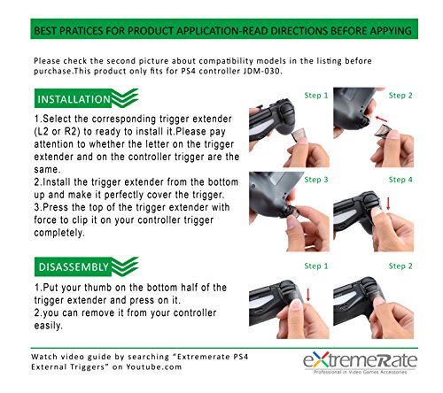 eXtremeRate 2 Pares de Gatillo Extensor L2 R2 Disparador de bontones Ajustables quickfire Trigger para Playstation 4 Control con JDM-030(Azul)