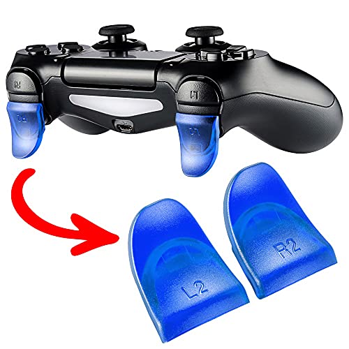 eXtremeRate 2 Pares de Gatillo Extensor L2 R2 Disparador de bontones Ajustables quickfire Trigger para Playstation 4 Control con JDM-030(Azul)