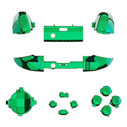 eXtremeRate Botones Completos para Mando Xbox Series S X Botón de LB RB LT RT Bumpers Triggers Gatillos D-Pad ABXY Start Back Sync Botón Comaptir Dedicado para Control Xbox Series X/S-Verde Cromo