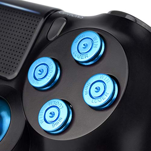 eXtremeRate Botones de los mandos para Playstation 4 Botones Metálicos para PS4 Repuestos Joysticks Thumbsticks de reemplazo Botón de Aluminio Tecla Analógico Kit para PS4 Slim Pro Control(Azul)