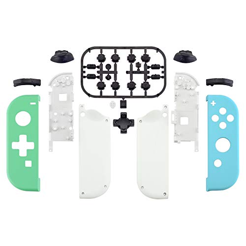 eXtremeRate Carcasa D-Pad Versión con Botones Completos para Nintendo Switch Joy-con OLED Funda de Agarre Reemplazo para Nintendo Switch Joycons No Incluye Carcasa de Consola(Menta Verde+Cielo Azul)