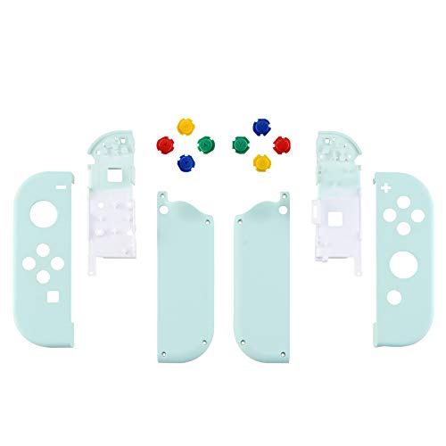 eXtremeRate Carcasa Joy-con para Nintendo Switch OLED Funda de Agarre Reemplazo Shell con ABXY Drecctión Botones para Nintendo Switch Joycons OLED No Incluye Carcasa de Consola(Cian Claro)