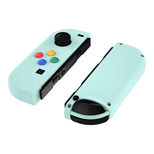 eXtremeRate Carcasa Joy-con para Nintendo Switch OLED Funda de Agarre Reemplazo Shell con ABXY Drecctión Botones para Nintendo Switch Joycons OLED No Incluye Carcasa de Consola(Cian Claro)