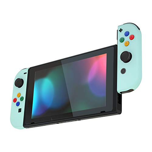 eXtremeRate Carcasa Joy-con para Nintendo Switch OLED Funda de Agarre Reemplazo Shell con ABXY Drecctión Botones para Nintendo Switch Joycons OLED No Incluye Carcasa de Consola(Cian Claro)