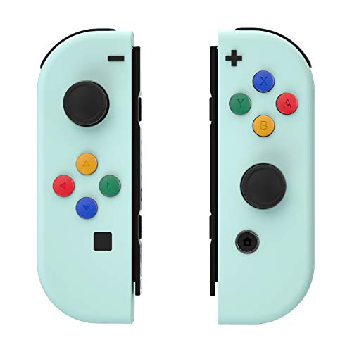 eXtremeRate Carcasa Joy-con para Nintendo Switch OLED Funda de Agarre Reemplazo Shell con ABXY Drecctión Botones para Nintendo Switch Joycons OLED No Incluye Carcasa de Consola(Cian Claro)