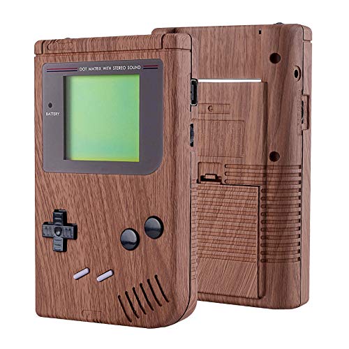 eXtremeRate Carcasa para Gameboy Classic 1989 Funda Protector Placa Cubierta Shell con Botones Plástico de Pantalla para Gameboy Classic 1989 GB DMG-01-NO Incluye Consola Portátil(Grano de Madera)