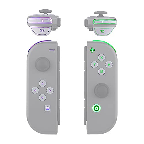 eXtremeRate DFS LED Botones Kit para Nintendo Switch Teclas de 7 Colores 9 Modos Control NS Joycon ABXY Gatillos Dirección Botones Luminosos para Joy-con Switch-No Incluye Joycon(Blanco con Símbolos)