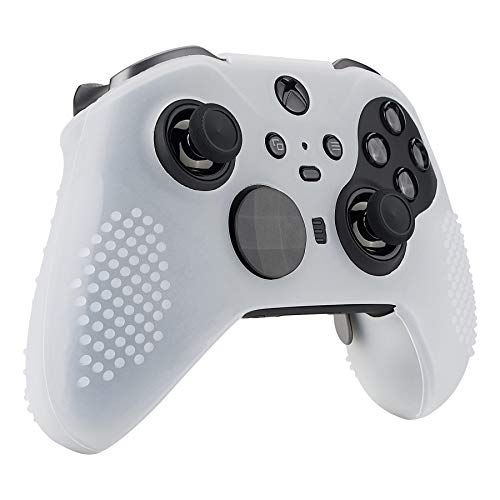 eXtremeRate Funda de Silicona para Mando Xbox One Elite Protector Antideslizante Piel de Controlador Cubierta Skin Case para Controlador Xbox One Elite Serie 2 con Tapas de Joytick(Semitransparente)