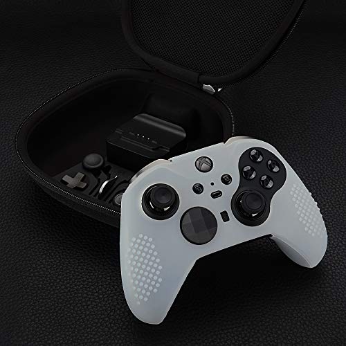 eXtremeRate Funda de Silicona para Mando Xbox One Elite Protector Antideslizante Piel de Controlador Cubierta Skin Case para Controlador Xbox One Elite Serie 2 con Tapas de Joytick(Semitransparente)